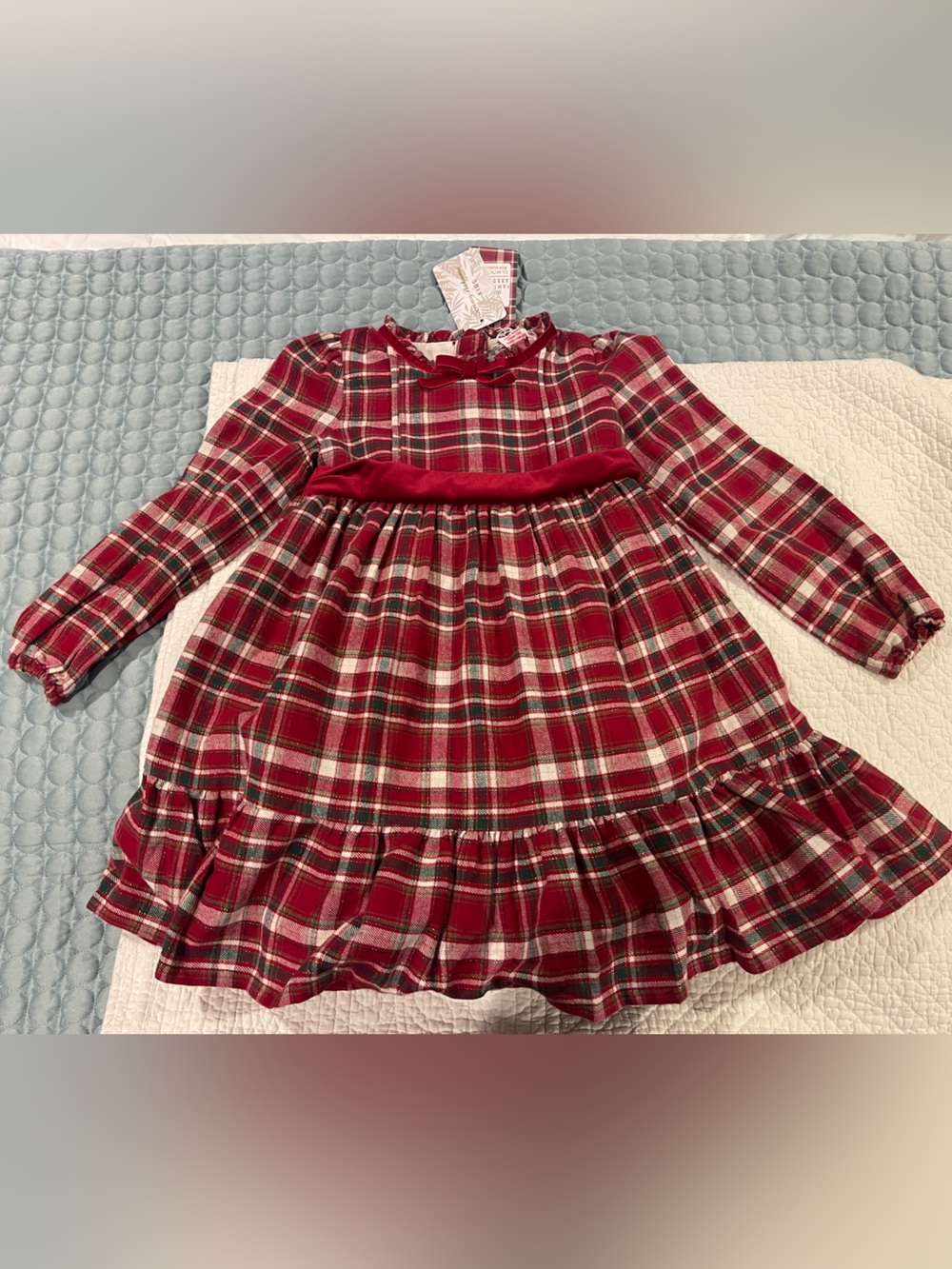 NWT Tommy Bahama Kids Classic Red Plaid Long-Sleeve Dress Holiday Christmas 5T